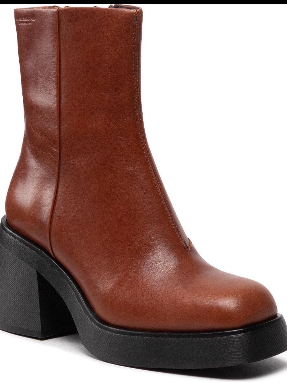 Vagabond Brooke Cognac Leather Platform Ankle Boots - Size 39